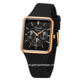 Alexandre Christie AC 2744 BF Black Rosegold Multifunction Rubber Strap